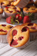homemade strawberry muffin close-up vertical

