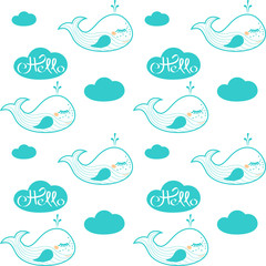 seamless pattern with whale. Vector illustration
