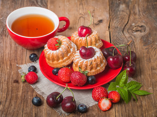Homemade muffins with fresh berries
