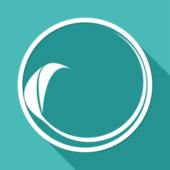Icon leaf on white circle with a long shadow