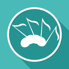 Icon Music on white circle with a long shadow