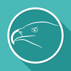 Icon eagle on white circle with a long shadow