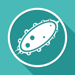 Icon Virus on white circle with a long shadow
