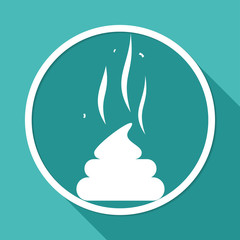 Icon Poo on white circle with a long shadow