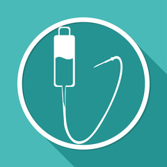 Icon  Medical dropper on white circle with a long shadow