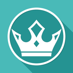 Icon Crown on white circle with a long shadow