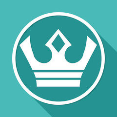 Icon Crown on white circle with a long shadow