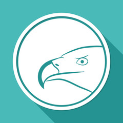 Icon eagle on white circle with a long shadow