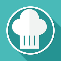 Icon chef hat  on white circle with a long shadow