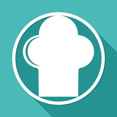 Icon chef hat  on white circle with a long shadow