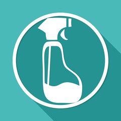 Icon Spray Pistol Cleaner Plastic on white circle with a long shadow
