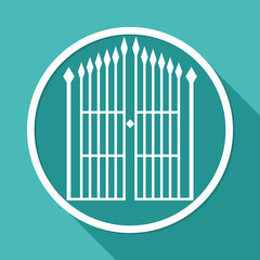 Icon gate on white circle with a long shadow