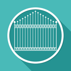 Icon gate on white circle with a long shadow