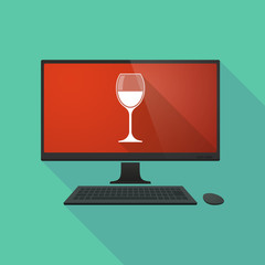 Personal computer with a glass of wine