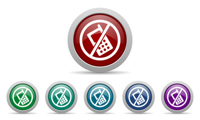 no phone vector web icon set