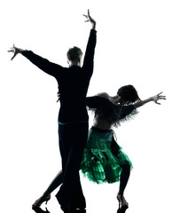 elegant couple dancers dancing silhouette