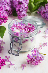 aromatic lilac sugar on jar