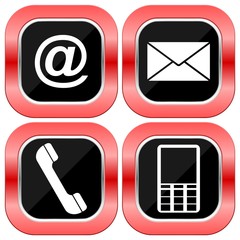 Web and Internet contact Square Red Button