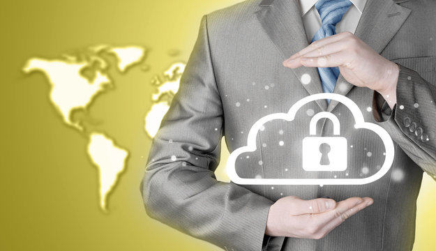 Protect cloud information data concept. Security and safety of