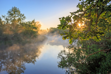 Nice sunrice landscape over river