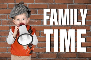 Family time, Megaphone, Child.