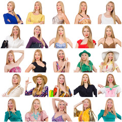 Collage of many faces from same model