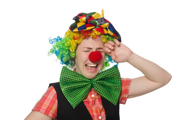 Female clown isolated on white