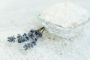 Spa, Scented Sea salt and lavender, Selective focus
