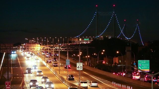 Night traffic on I-278 near RFK (aka Triboro) bridge in NYC