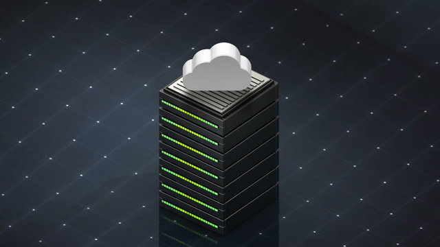 Database symbol and Cloud. Database server web hosting icon 3D, 