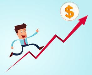 young businessman going up to the success