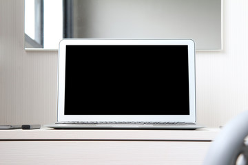 blank screen laptop computer and smart phone and digital tablet