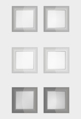 six gray square badges or buttons