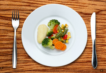 Fried vegetables on the plate