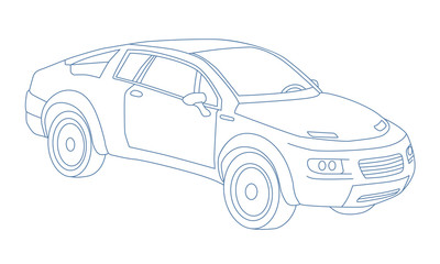 Fototapeta premium SUV(Sport Utility Vehicle) line drawing illustration
