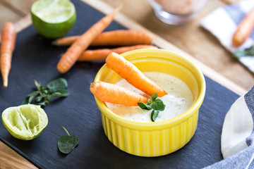 Baby carrots with Greek yogurt dip