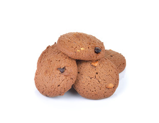 Chocolate chip cookie on white