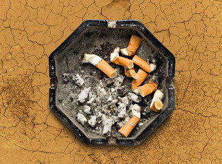 Ashtray with cigarette stubs