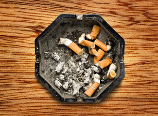 Ashtray with cigarette stubs