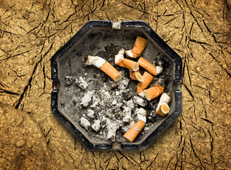 Ashtray with cigarette stubs