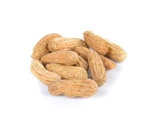 Peanuts on white ground