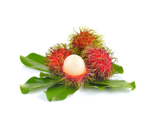 Fresh rambutan on white background