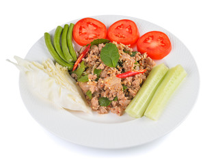 spicy pork with chili and mint
