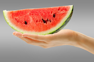 Female hand with watermelon
