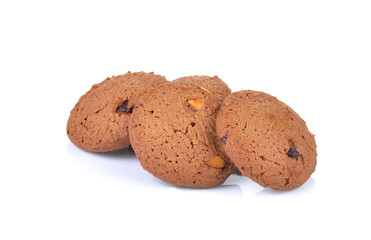 Chocolate chip cookie on white