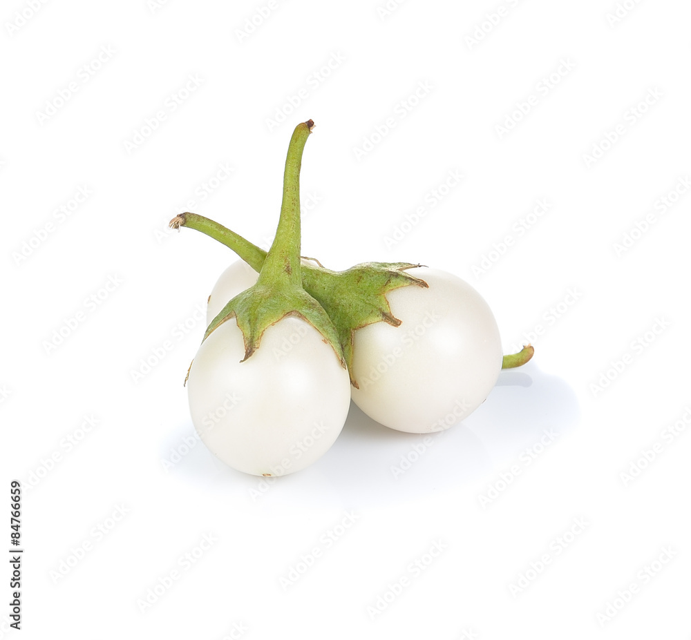 Sticker white eggplant on white background