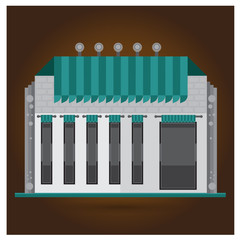 shop, building, brick, night, vector, window, coffee, door, fron