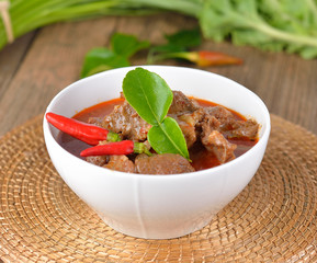 Red savory curry with pork ( Pork Paneang ), Thai cuisine