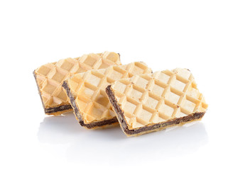 sweet wafer cream with chocolate on white background