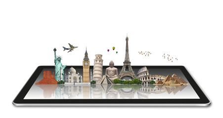 Monuments of the world on a tactile tablet